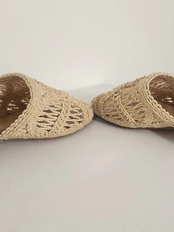 Schutz Cream Macrame Slide Sandals with Leather Sole Size 7 - Image 7