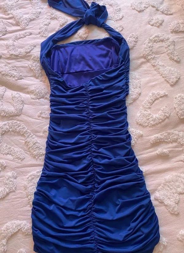 Lucy in the Sky virginia ruched bodycon dress in blue - Image 3