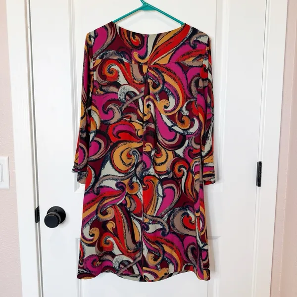 Anthropologie 3/4‎ Sleeve Swirl Mini Dress Small Lightweight Lined Unique - Image 5