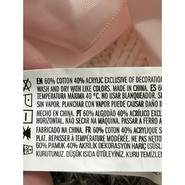 Women’s Ivory Chunky Cable Knit Sweater Pink Ribbon Bow Oversized Himekaji L - Image 10
