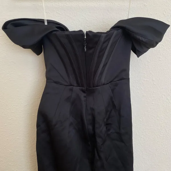 House of CB Loretta Black Satin Corset Off Shoulder‎ Dress size XS NWOT - Image 9