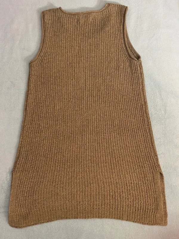 Marled Camel Brown Ribbed Knit Tank Top - Image 3