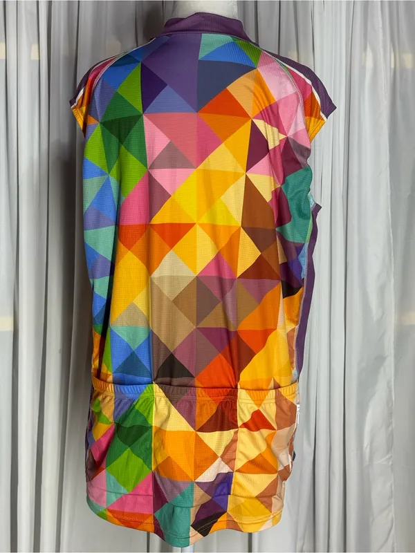 Women’s Sleeveless Geo-Print Cycling Jersey - Multicolor 3XL - Image 4