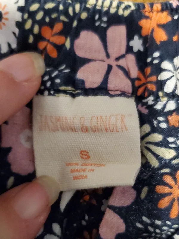 Jasmine & Ginger Black Floral Athletic Shorts with Pink and Orange Flowers - Image 2