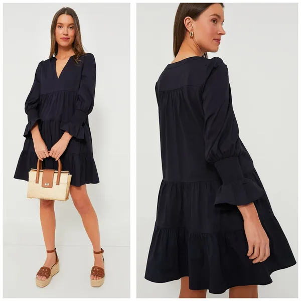 Tuckernuck Pomander Place Navy Cotton Poplin Kenzo Mini Dress Size Medium - Image 2