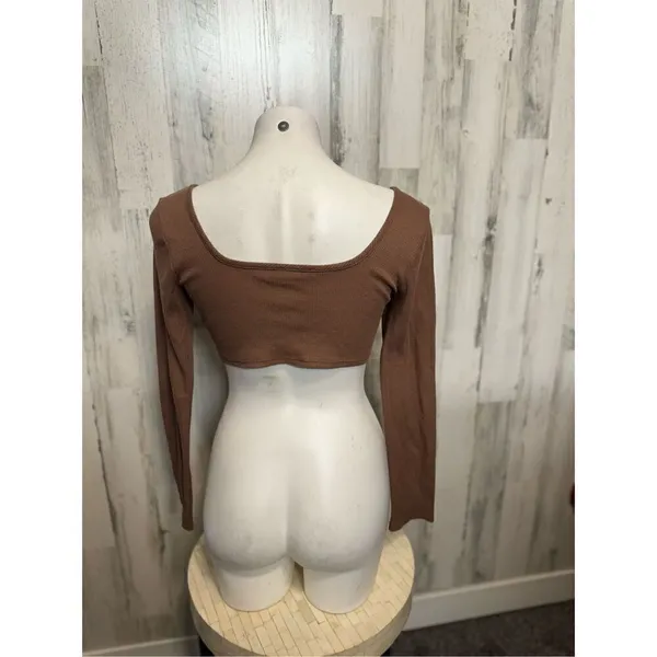 Brown long sleeve crop top Brown Size M - Image 5