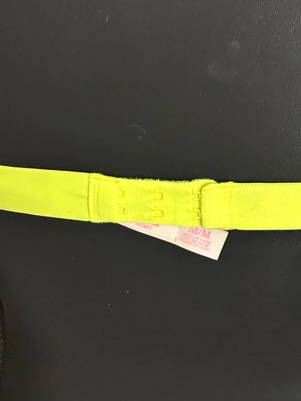 PINK Victoria's Secret mint green/neon yellow lace triangle bralette Size Medium - Image 6