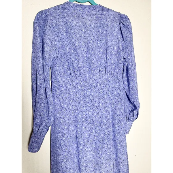 Realisation Par The Vivienne Blue Floral 100% Silk Midi Dress L - Image 10