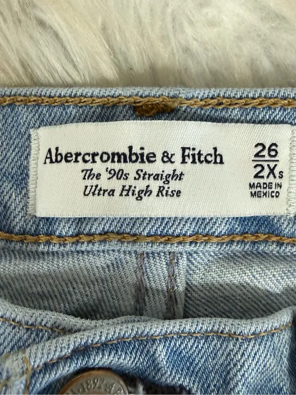 Abercrombie & Fitch 90s Straight Ultra High Rise Jeans Size 2 XS 26 Distressed - Image 5