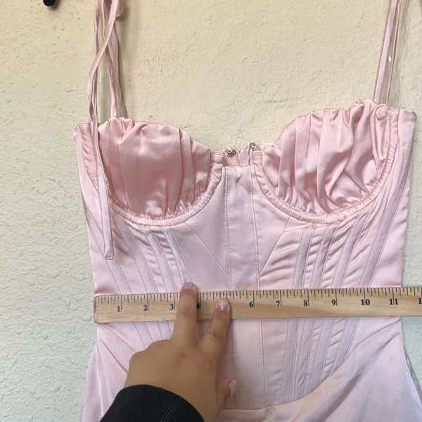 HOUSE OF CB 'Alma' Blush‎ Pink Satin Corset Midi Dress NWOT size XS - Image 7