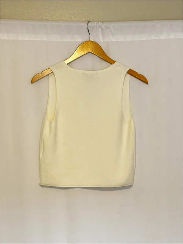 Sincerely Jules Sweater Vest Sleeveless Cardigan Off‎ White Ivory size M - Image 2