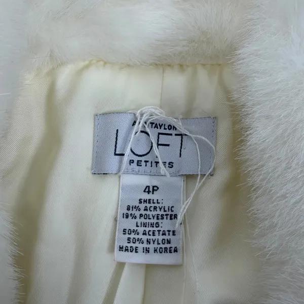 Ann Taylor LOFT Faux Fur Short Jacket White Size 4P - Image 13