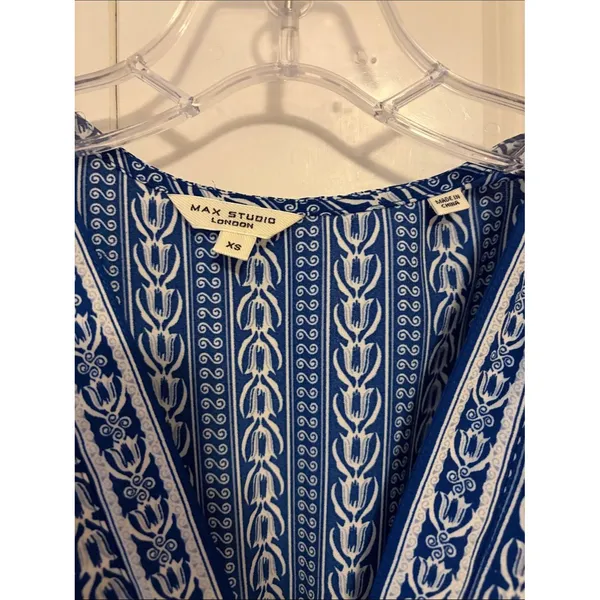 Max Studio London Blue Patterned Maxi Dress Size XS - Image 2