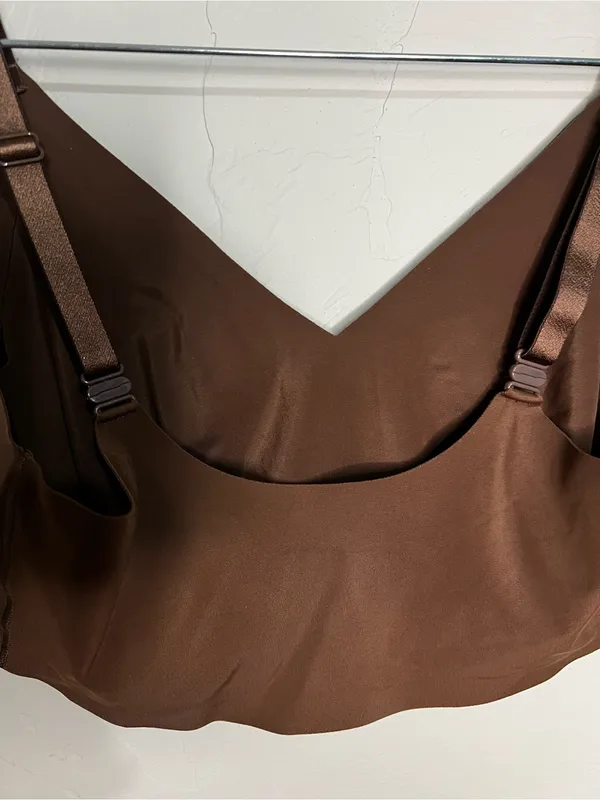 True & Co Chocolate Brown Triangle Wireless Seamless Comfort Bra‎ - Image 4