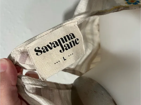 Savanna Jane Floral Embroidered Striped Top Size Large - Image 3