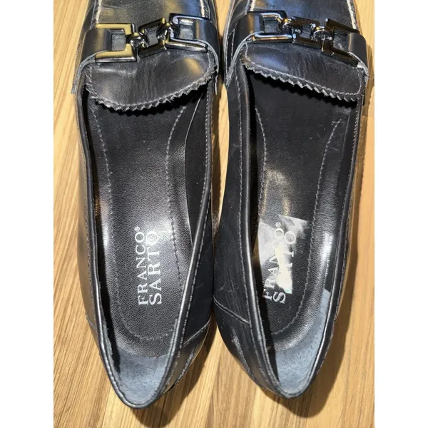 Franco Sarto 9.5 M‎ Slip-On Black Shoes Closed Toe Classic Pumps Women's - Image 8