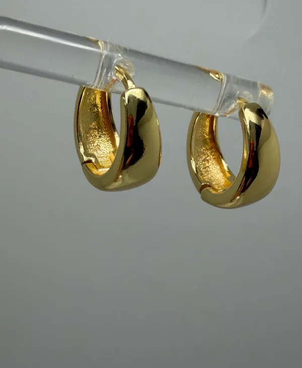 Dept Store 925 Sterling Silver Earrings 925 Sterling Silver with Yellow gold plated Huggies hoops earrings - Image 2