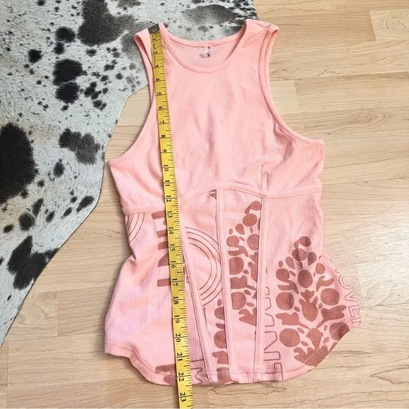 FREE PEOPLE MOVEMENT‎ Peach Printed Headstart Corset Tank Top Size S NWOT - Image 4