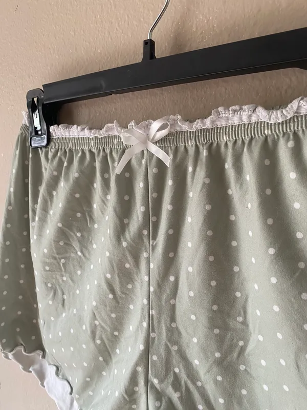 Seafoam Green Polka Dot Soft Shorts - Image 3