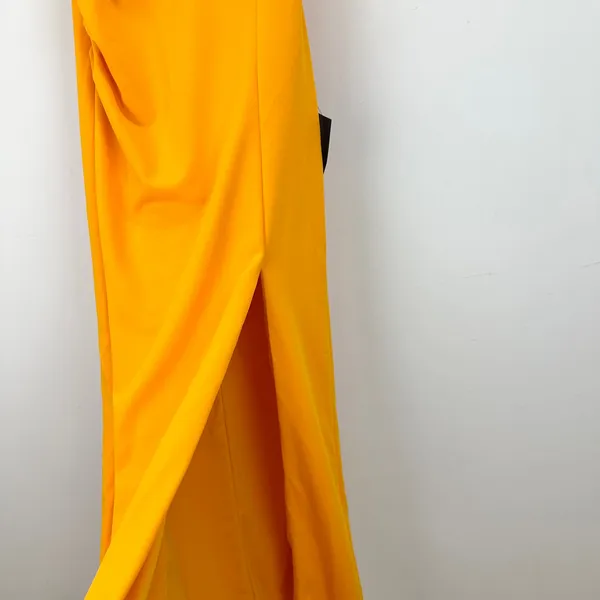 Lulus Malia Golden Yellow Ruched Strapless Maxi Dress Formal Evening Small NWT - Image 10
