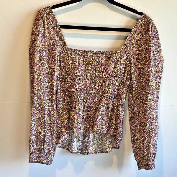 J. Crew Cinched Waist Organic Cotton Top in Liberty Busy Izzy Fabric - size 10 - Image 5