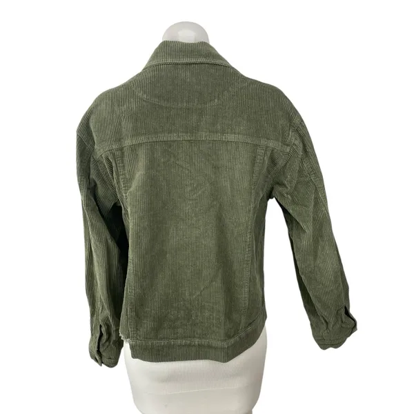 POL Women's Green Corduroy Long Sleeve Pocket Button Down Utility Jacket Size S - Image 4
