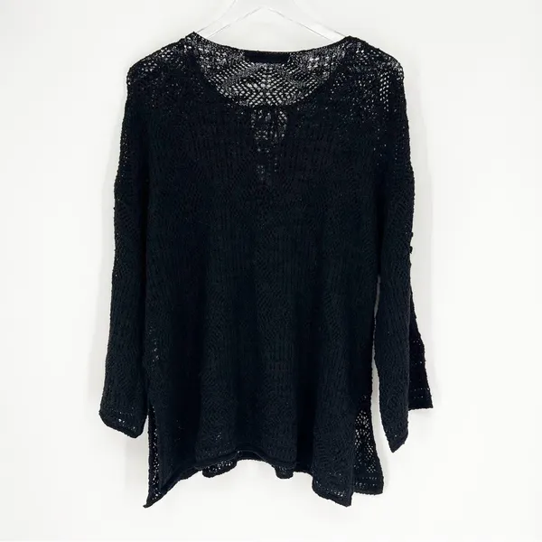 ZARA Double Tie Crochet Cover Up Women's Size M Black Vacation Style‎ - Image 3