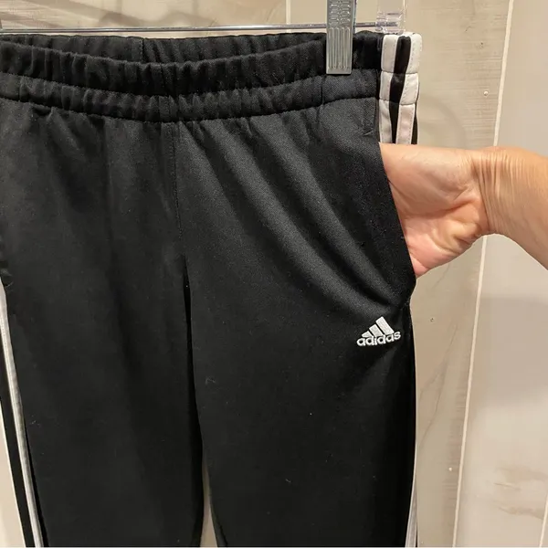 Adidas climalite three stripe side ankle zip tapered leg elastic waist pants - Image 8