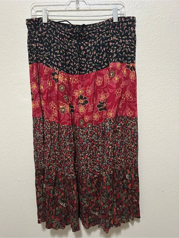 Vintage 90s Y2K Sag Harbor Patchwork Floral Maxi Skirt Boho Indie Large - Image 3