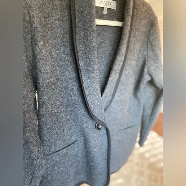 100% Wool Blazer Kasper Timeless‎ Capsule Classic Shawl Collar Elegant Office - Image 4