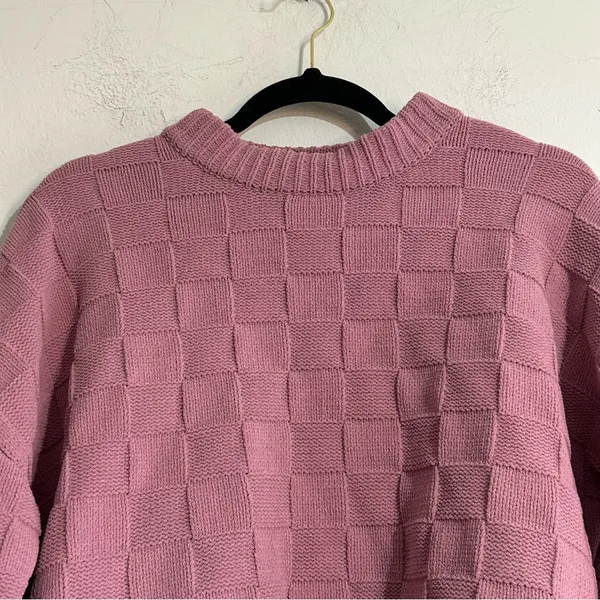 Abercrombie & Fitch Checkered Crewneck Pullover Sweater Pink Size Small - Image 6