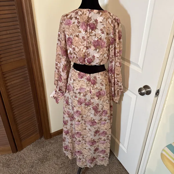 En Saison lissandra pink floral print cutout long sleeve midi dress Size M NWT - Image 5