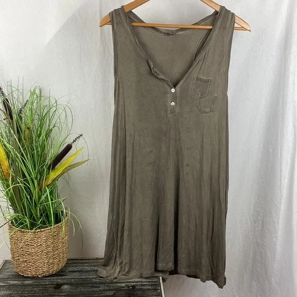 POL Gray Sleeveless T Shirt Tunic Top L - Image 2