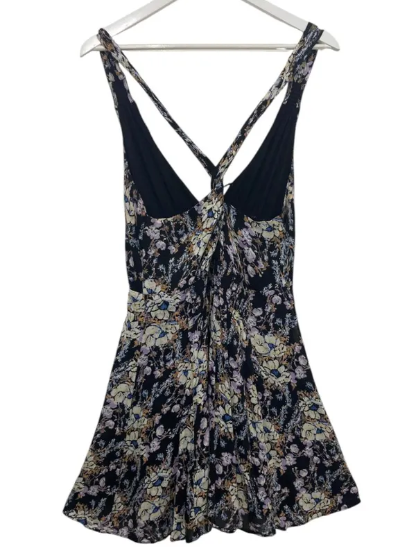 Free People Washed Ashore Halter Mini Dress Black Floral Size L - Image 4
