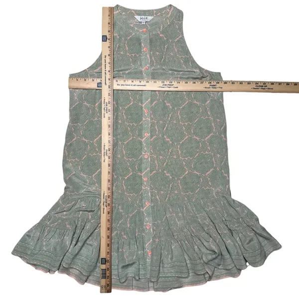JOIE 100% Silk M Ruffle-Hem Shift Dress Paisley Button Front High Neck Sundress - Image 13