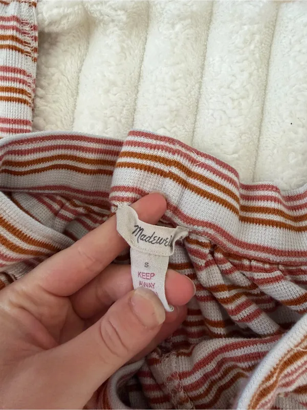 Madewell Pink and white Striped lounge Pants - Image 5