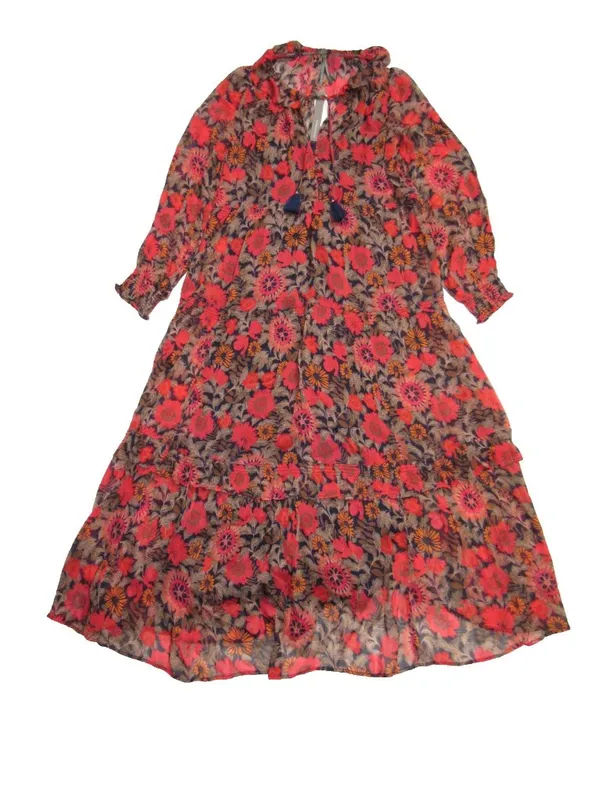 NWT Anthropologie The Marais in Red Floral Print Chiffon Maxi Dress S - Image 5