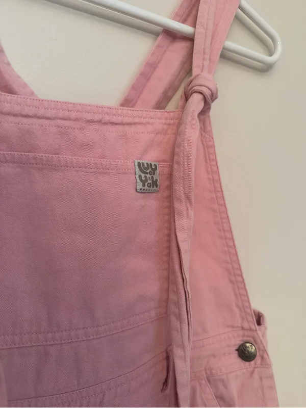 Lucy & Yak Dungaree Shorts Women’s XS Light Pink Organic Cotton Bib Overalls - Image 4