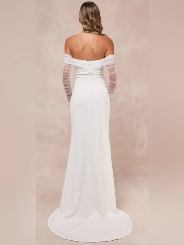 NWOT-Lulus wedding collection beloved mesh off shoulder dress - Image 2