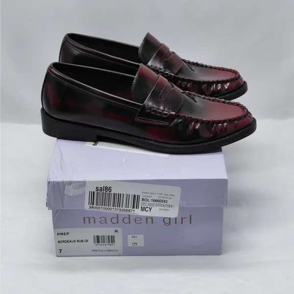Madden Girl Penny Loafers Womens Sz 7 Y2K Burgundy Preppy Workwear Comfort Shoes - Image 12