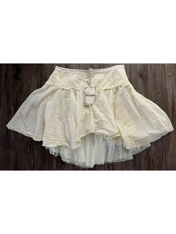 NWT VTG Velocity Layered Ruffle Tiered Mini Skirt Cream Boho - Image 3