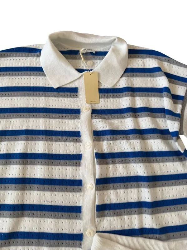 EKOUAER Blue White Striped Casual Two Piece Set Size Large NEW NWT - Image 4