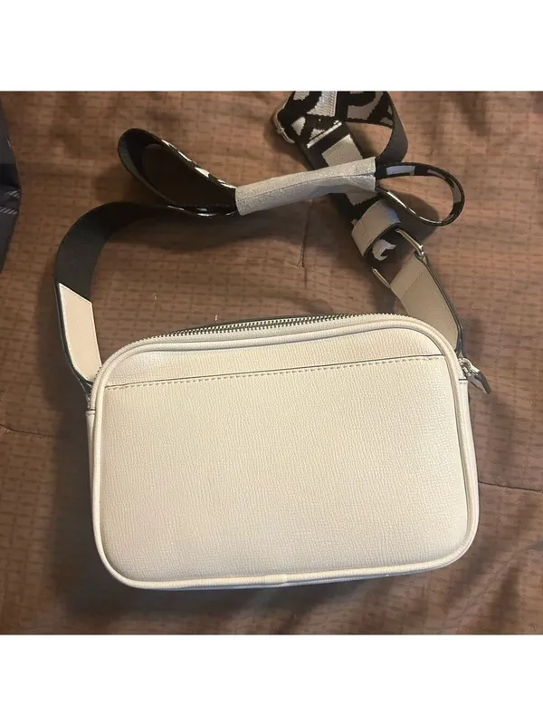 Karl Lagerfeld Paris Medallion Crossbody With Adjustable Strap White Bag - Image 4