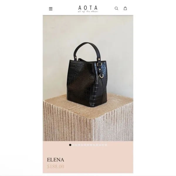 NWT AOTA Elena Crossbody Bucket Bag in Black Croc Vegan Leather - Image 2