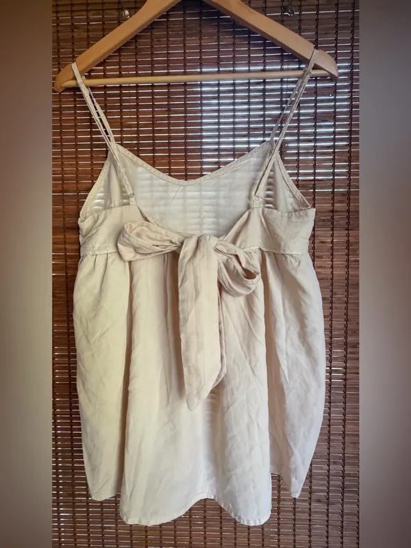 MABLE Anthropologie Ivory Tencel Tie Back Babydoll Cami Top Small - Image 4
