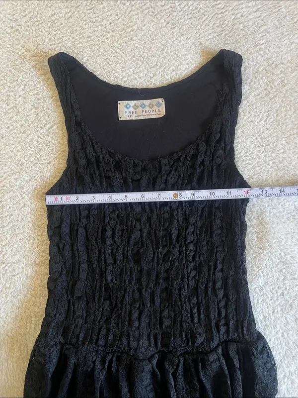 Free People Black Lace Tiered Dress Romantic Goth‎ Whimsigoth S - Image 3
