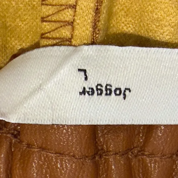 Nine West Jogger Pants Brown Good Faux Leather Seam‎ Detail Women Large - Image 6