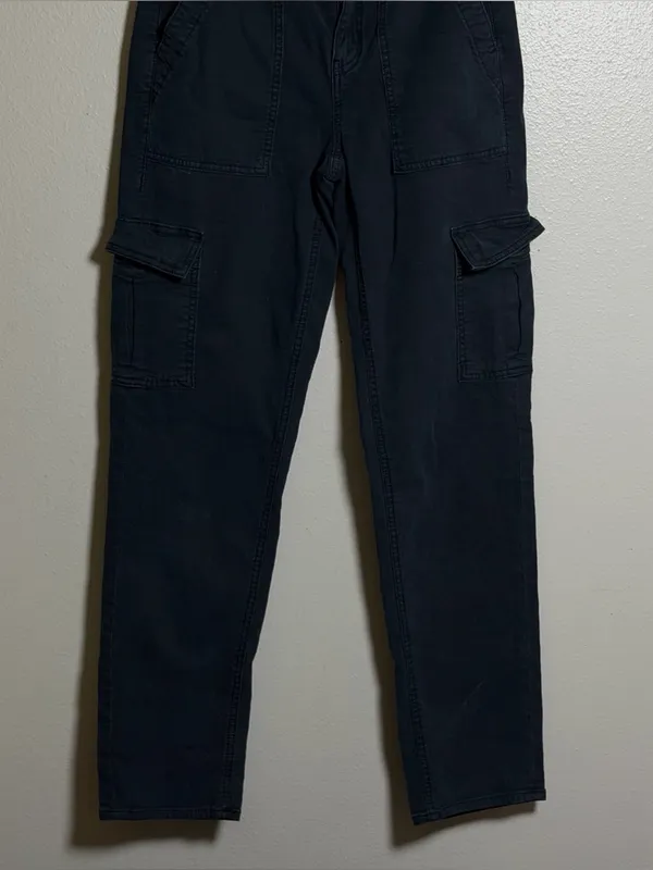 American Eagle Women Stretch Dark Navy Cargo Baggy Pants Utility Style‎ size 0 - Image 3