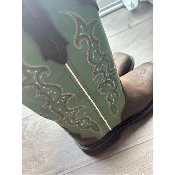 Justin Women's Raya Cowhide Gypsy Boots 12 in size 8.5B green and brown - Image 4