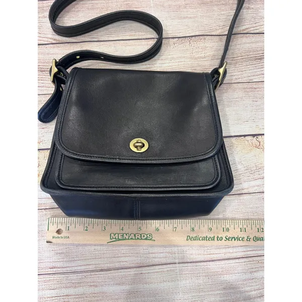 Coach‎ Ramblers Legacy Crossbody Bag Black Leather Vintage Turnlock 9061 USA - Image 12